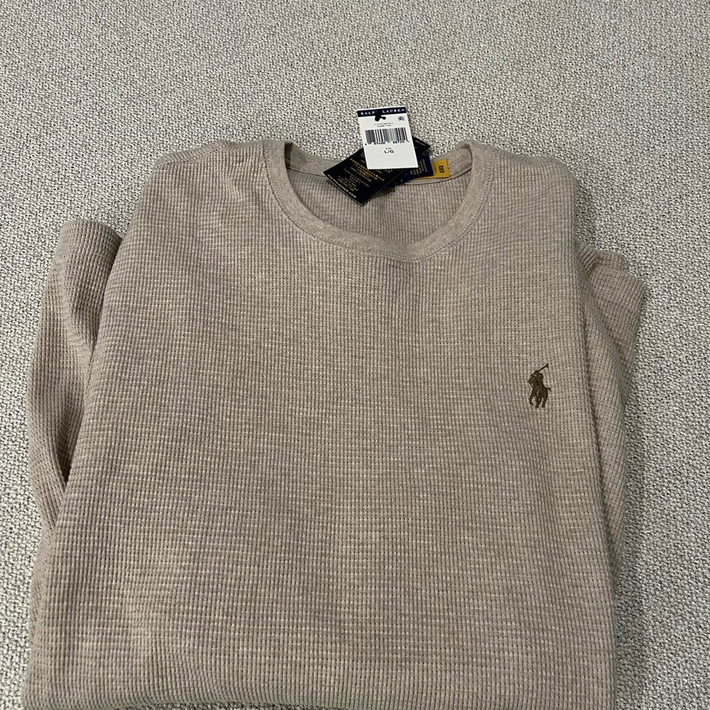 Polo Ralph Lauren Men’s Large Long Sleeve Waffle Crew Tan - NEW with Tags